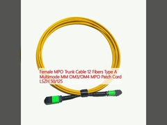 Vrouwelijke MPO-trunkkabel met 12 vezels type A Multimode MM OM3/OM4 MPO patch cord LSZH 50/125
