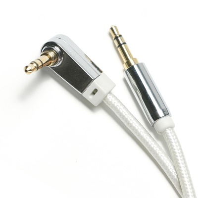 kopen Wit AUX Digitale Audio SPDIF Kabel 90 ° 3.5mm Knited touw Plated Aluminium Voor Sound Speaker Car Audio 0.92 M online manufacture