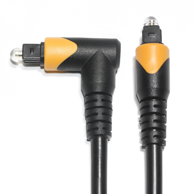 kopen Fabriek Outlet Toslink Optische glasvezel audio kabel Man Zwart Geel PVC 90° Vierkant Toslink plastic optische kabel online manufacture