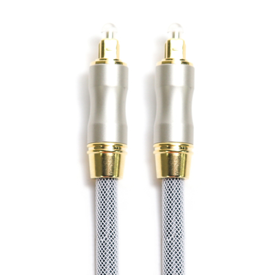 kopen De Sprekersdoos van de Toslink Digitale Audio Optische Kabel OD5.0 Knited Grey Rope Gold Plug Frosted Shell For CD/DVD online manufacture