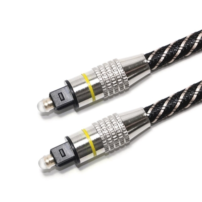 Gele TOSLINK optische audiokabel Nylon gevlochten OD4.0 metalen vergulde connector
