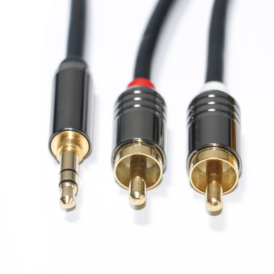 RCA Audio Kabel 3.5MM 2-1 Black Metal Shell Voor Auto Audio 0.53M 1M 2M