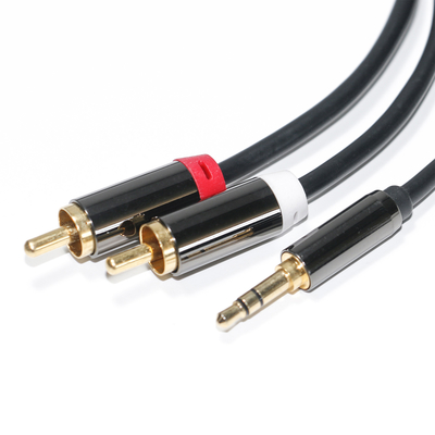 RCA Audio Kabel 3.5MM 2-1 Black Metal Shell Voor Auto Audio 0.53M 1M 2M