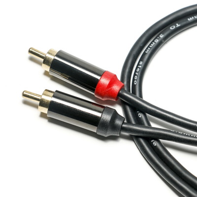 RCA Digitale Audio Kabel Plated Metal Shell Zwart PVC cover 3.5mm Lengte 1.25M Gouden Connector Voor auto audio