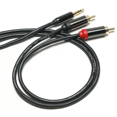 RCA Digitale Audio Kabel Plated Metal Shell Zwart PVC cover 3.5mm Lengte 1.25M Gouden Connector Voor auto audio