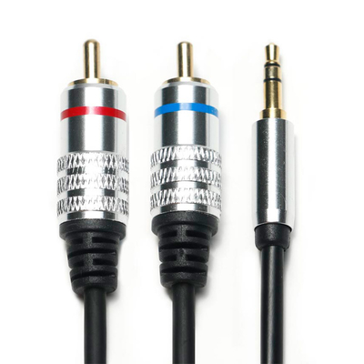 Factory oulet RCA 3.5MM Audio Kabel Rood Blauw Velg PCV Cover Plated Legering Voor CD TV Soundbar
