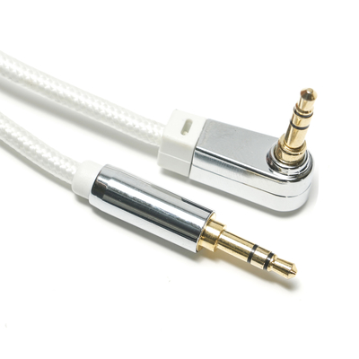 Wit AUX Digitale Audio SPDIF Kabel 90 ° 3.5mm Knited touw Plated Aluminium Voor Sound Speaker Car Audio 0.92 M