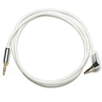 Wit AUX Digitale Audio SPDIF Kabel 90 ° 3.5mm Knited touw Plated Aluminium Voor Sound Speaker Car Audio 0.92 M