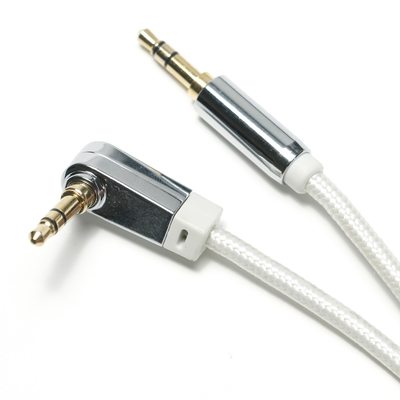 Wit AUX Digitale Audio SPDIF Kabel 90 ° 3.5mm Knited touw Plated Aluminium Voor Sound Speaker Car Audio 0.92 M