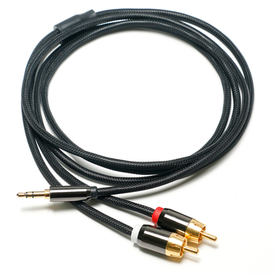 RCA 3.5 MM Digitale Audio Kabel 2/1 Gebreide Touw Vergulde Gouden Poort Voor Soundbar Car Audio