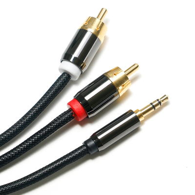 RCA 3.5 MM Digitale Audio Kabel 2/1 Gebreide Touw Vergulde Gouden Poort Voor Soundbar Car Audio