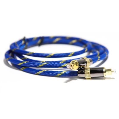 Toslink Didital Optische Kabel Plated Golden 4K Poort geweven Blauw Touw Coaxiale HiFi geluid Voor Audiofiele HiFi 1.2M 2M
