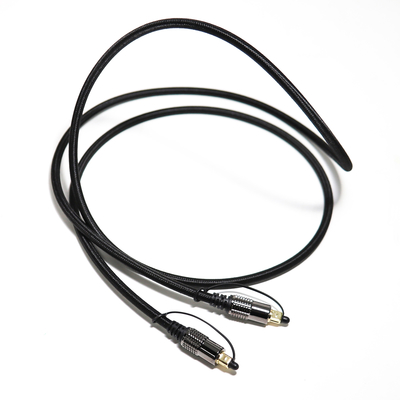 TOSLINK Optische Audio Kabel OD5.0 Blakc Knite Touw Plated Legering Shell Goud Interface 0.8M 1.2M Voor Home theater Soundbar