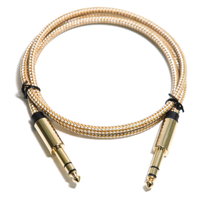 Guita String RCA Audio Kabel 6.35MM Gebreide Touw Fijne Metalen Interface 0.8M