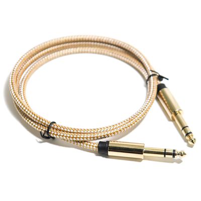 Guita String RCA Audio Kabel 6.35MM Gebreide Touw Fijne Metalen Interface 0.8M