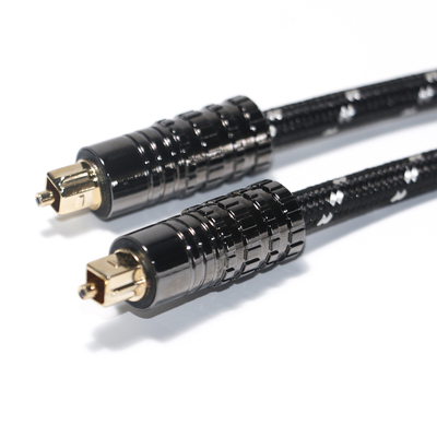 Toslink Digitale Optische Audio Kabel OD5.0 Knited Touw Verguld Met Zwarte Geweven Shell Voor Versterker Soundbar 1.5M 3M 5M