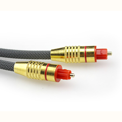 Toslink Digitale Glasvezelkabel Geweven Netto Plated Gold Shell Rode Poort 1.2M 2M 3M voor Soundbar
