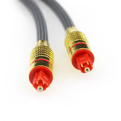 Toslink Digitale Glasvezelkabel Geweven Netto Plated Gold Shell Rode Poort 1.2M 2M 3M voor Soundbar