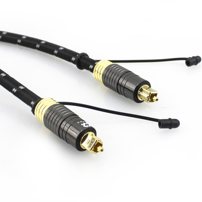 1.2M Gouden Toslink-audiocabel voor audiofiele subwooferluidspreker met textuurde schelp en mannelijke op mannelijke connector
