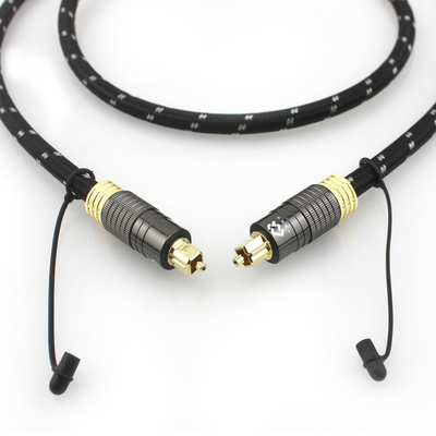 1.2M Gouden Toslink-audiocabel voor audiofiele subwooferluidspreker met textuurde schelp en mannelijke op mannelijke connector