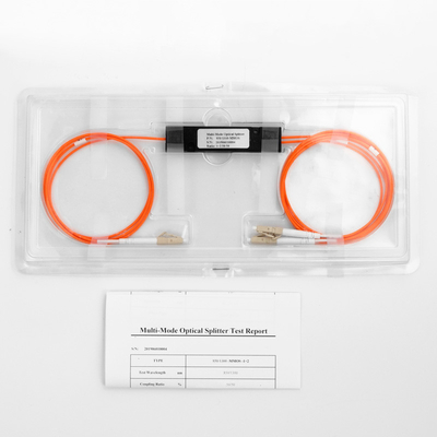Glasvezelsplitter Koppelingsverhouding LC/UPC 1x2 FBT-koppeling 1*2 FBT Multimode 850/1310nm 50/125 MM 50/50