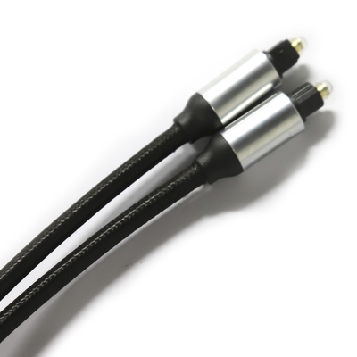 Toslink Digitale Glasvezelkabel OD4.0 Gevlochten Kabel Plastic Plated Metal Shell Ronde Connector Voor Soundbar Cd-speler