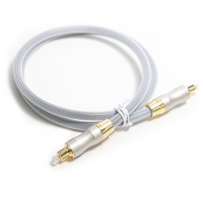 De Sprekersdoos van de Toslink Digitale Audio Optische Kabel OD5.0 Knited Grey Rope Gold Plug Frosted Shell For CD/DVD