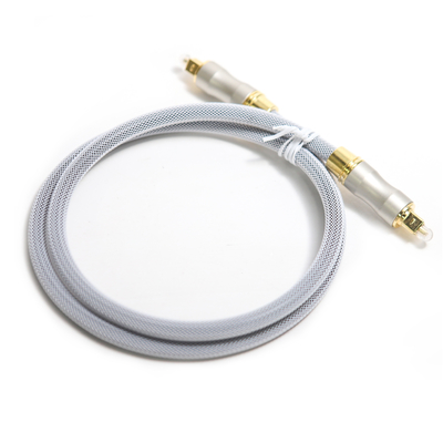 De Sprekersdoos van de Toslink Digitale Audio Optische Kabel OD5.0 Knited Grey Rope Gold Plug Frosted Shell For CD/DVD