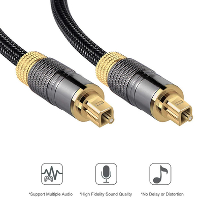 24K verguld Toslinkkabel 1m 2m 3m 5m 7.5m 10m Digitaal Audio Glasvezel Optisch Kabel Toslink Mannelijk tot Mannelijk Optisch Kabel