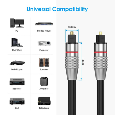 Goud beklede kop Toslink kabel Digitale glasvezel audio kabel 1M 1.5M 2M 3M 5M 10M 15M
