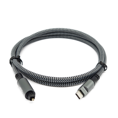 Zwarte textuurdoos Toslink digitale audiokabel met Type-C mannelijke en vergulde connectoren voor kristalhelder geluid