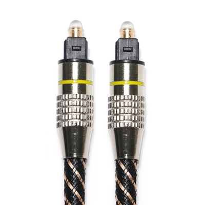 Gele TOSLINK optische audiokabel Nylon gevlochten OD4.0 metalen vergulde connector