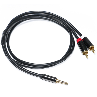RCA Audio Kabel 3.5MM 2-1 Black Metal Shell Voor Auto Audio 0.53M 1M 2M