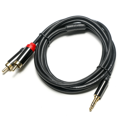 RCA Digitale Audio Kabel Plated Metal Shell Zwart PVC cover 3.5mm Lengte 1.25M Gouden Connector Voor auto audio