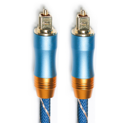 Toslink Digitale Kabel Premium OD6.0 Gebreid Touw Plated Frosted Shell Vierkante Interface Blauw 1.5M HiFi Geluid Voor Subwoofer