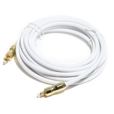 Toslink Digitale Audio Glasvezelkabel OD5.0 Knited Touw Plated Gold Shell 1.2M Voor Audiophile Outdoor Speake
