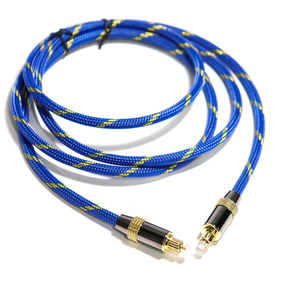 Toslink Didital Optische Kabel Plated Golden 4K Poort geweven Blauw Touw Coaxiale HiFi geluid Voor Audiofiele HiFi 1.2M 2M
