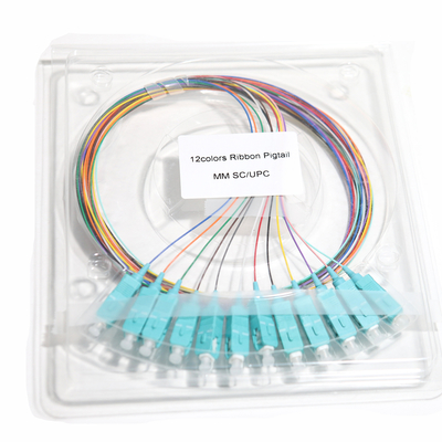 Glasvezel Patchkabel Blauw SC & UPC 12Core Lint Pigtail Blauwe Poort 09mm Gigabit Ethernet Snelheden 1.5M 2M 3M