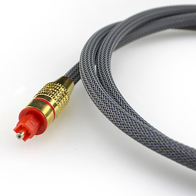 Toslink Digitale Glasvezelkabel Geweven Netto Plated Gold Shell Rode Poort 1.2M 2M 3M voor Soundbar
