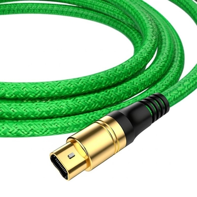Vergulde Connectoren TOSLINK Optische Audiokabel PVC Milieubeschermingsmateriaal Katoenen Mesh Weving Groen of Aangepast