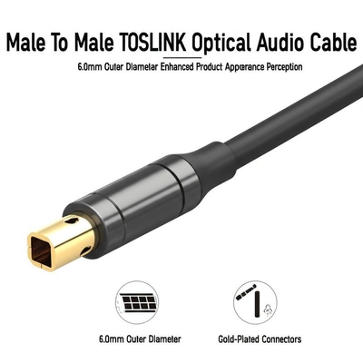 Mannelijk naar Mannelijk TOSLINK Optische Audiokabel 6,0 mm Buitendiameter Verbeterde Productuiterlijk Waarneming Vergulde Connectoren